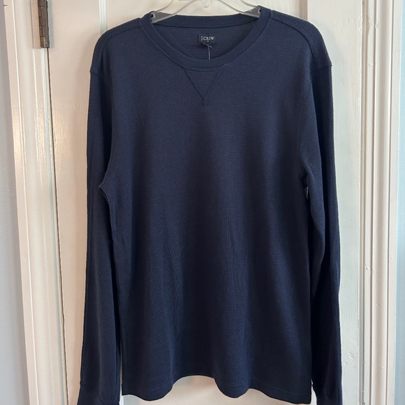 J. Crew Men's Waffle Crewneck Pullover Sweater Navy Blue Large NEW with Tags - Picture 1 of 6